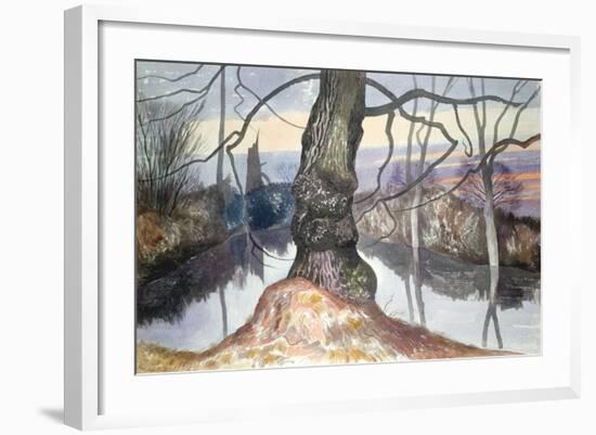 Wintry Evening, a Pond-John Northcote Nash-Framed Giclee Print