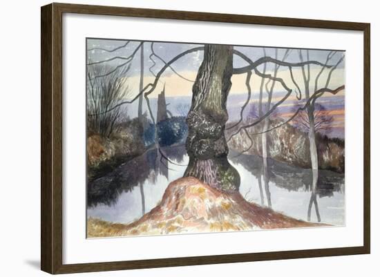 Wintry Evening, a Pond-John Northcote Nash-Framed Giclee Print