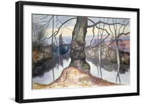 Wintry Evening, a Pond-John Northcote Nash-Framed Giclee Print