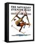 "Wipeout on Skis," Saturday Evening Post Cover, March 3, 1928-Eugene Iverd-Framed Stretched Canvas