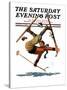 "Wipeout on Skis," Saturday Evening Post Cover, March 3, 1928-Eugene Iverd-Stretched Canvas