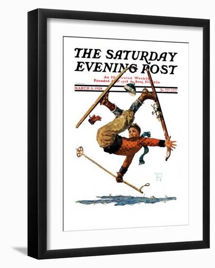 "Wipeout on Skis," Saturday Evening Post Cover, March 3, 1928-Eugene Iverd-Framed Giclee Print