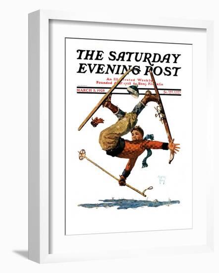 "Wipeout on Skis," Saturday Evening Post Cover, March 3, 1928-Eugene Iverd-Framed Giclee Print