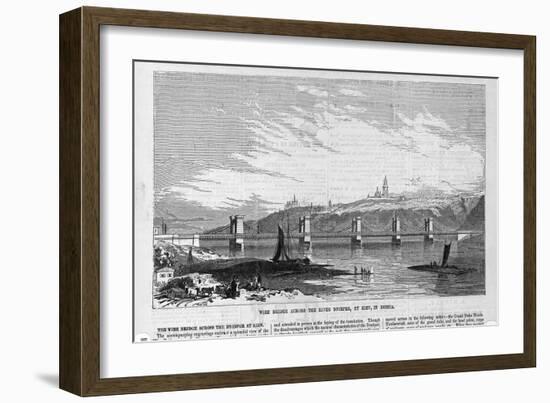 Wire Bridge across the River Dneiper, at Kiev, in Russia.-null-Framed Giclee Print