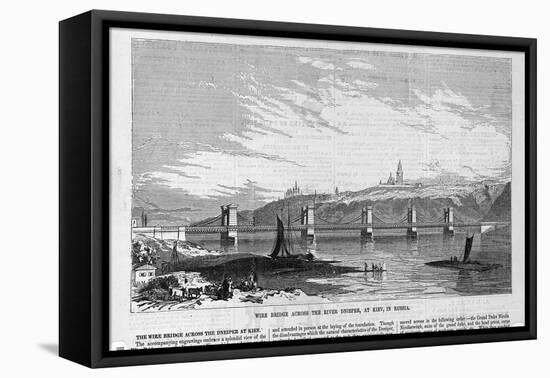 Wire Bridge across the River Dneiper, at Kiev, in Russia.-null-Framed Stretched Canvas