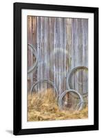 Wire Coiled on Barn Wall, Petersen Farm, Silverdale, Washington, USA-Jaynes Gallery-Framed Photographic Print