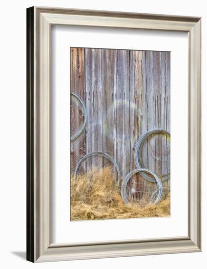 Wire Coiled on Barn Wall, Petersen Farm, Silverdale, Washington, USA-Jaynes Gallery-Framed Photographic Print