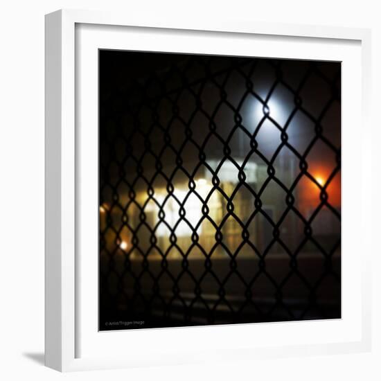 Wire Fence by Train Srtation-Tim Kahane-Framed Photographic Print