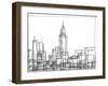 Wire Frame Cityscape II-Ethan Harper-Framed Art Print