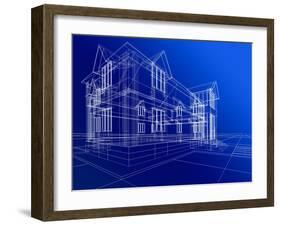 Wire-Frame of Cottage-ArtyFree-Framed Art Print