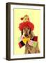 Wire-Haired Vizsla Wearing Clown Hat and Bow Tie-null-Framed Photographic Print