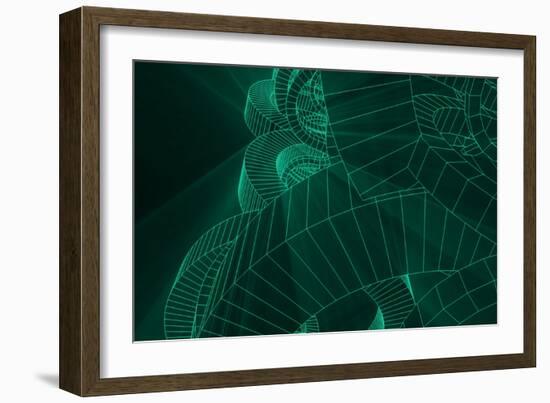 Wireframe Abstract with Geometric Glowing Line or Lines-kentoh-Framed Art Print