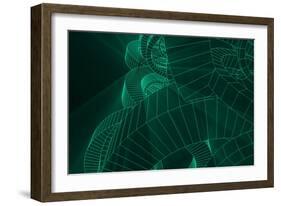 Wireframe Abstract with Geometric Glowing Line or Lines-kentoh-Framed Art Print