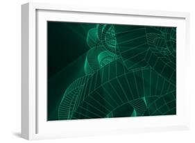 Wireframe Abstract with Geometric Glowing Line or Lines-kentoh-Framed Art Print