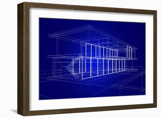 Wireframe House-Enrico Lapponi-Framed Art Print