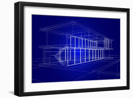 Wireframe House-Enrico Lapponi-Framed Art Print