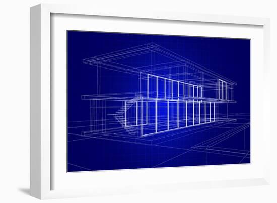 Wireframe House-Enrico Lapponi-Framed Art Print