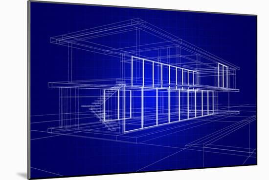 Wireframe House-Enrico Lapponi-Mounted Art Print