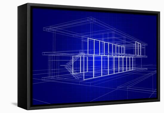 Wireframe House-Enrico Lapponi-Framed Stretched Canvas