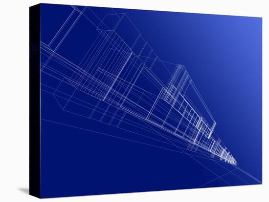 Wireframe of Office Building-ArtyFree-Stretched Canvas