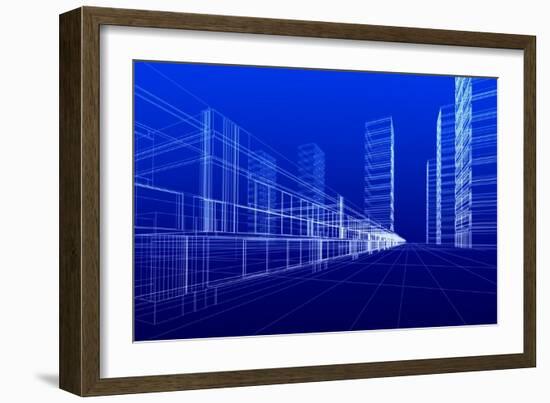 Wireframe of Offices-ArtyFree-Framed Art Print