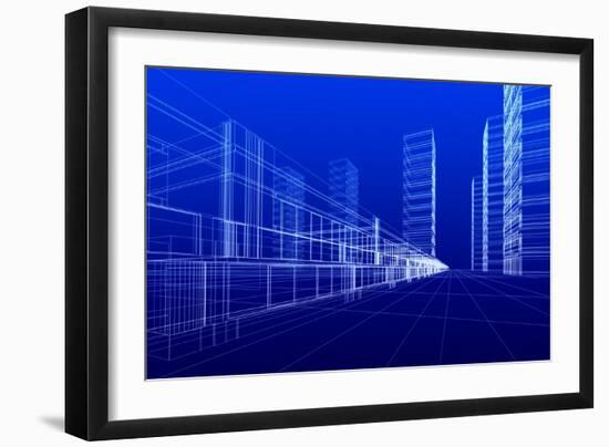 Wireframe of Offices-ArtyFree-Framed Art Print