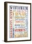 Wisconsin - Barnwood Typography-Lantern Press-Framed Premium Giclee Print