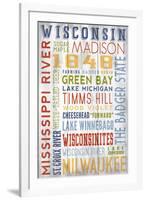 Wisconsin - Barnwood Typography-Lantern Press-Framed Art Print