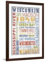 Wisconsin - Barnwood Typography-Lantern Press-Framed Art Print