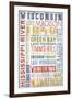 Wisconsin - Barnwood Typography-Lantern Press-Framed Art Print