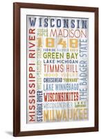 Wisconsin - Barnwood Typography-Lantern Press-Framed Art Print