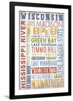 Wisconsin - Barnwood Typography-Lantern Press-Framed Art Print