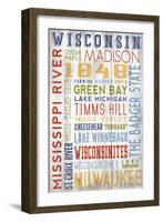 Wisconsin - Barnwood Typography-Lantern Press-Framed Art Print