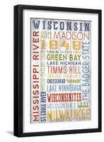 Wisconsin - Barnwood Typography-Lantern Press-Framed Art Print