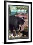 Wisconsin - Bear and Picnic Scene-Lantern Press-Framed Art Print