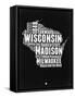 Wisconsin Black and White Map-NaxArt-Framed Stretched Canvas