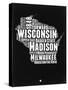 Wisconsin Black and White Map-NaxArt-Stretched Canvas