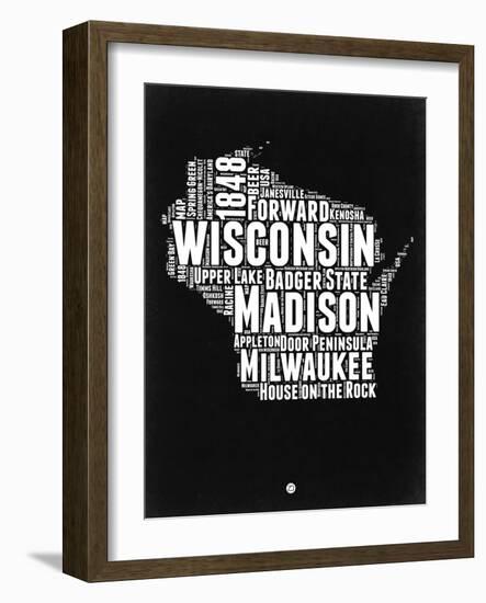 Wisconsin Black and White Map-NaxArt-Framed Art Print