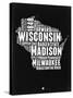 Wisconsin Black and White Map-NaxArt-Stretched Canvas