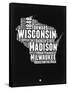 Wisconsin Black and White Map-NaxArt-Framed Stretched Canvas