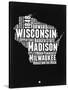 Wisconsin Black and White Map-NaxArt-Stretched Canvas