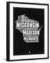 Wisconsin Black and White Map-NaxArt-Framed Art Print