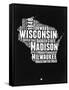 Wisconsin Black and White Map-NaxArt-Framed Stretched Canvas