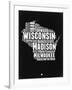 Wisconsin Black and White Map-NaxArt-Framed Art Print