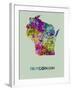 Wisconsin Color Splatter Map-NaxArt-Framed Art Print