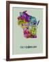 Wisconsin Color Splatter Map-NaxArt-Framed Art Print