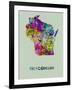 Wisconsin Color Splatter Map-NaxArt-Framed Art Print