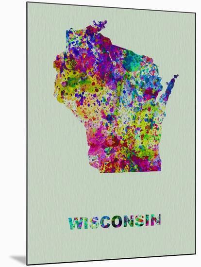 Wisconsin Color Splatter Map-NaxArt-Mounted Art Print