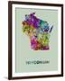 Wisconsin Color Splatter Map-NaxArt-Framed Art Print