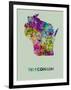 Wisconsin Color Splatter Map-NaxArt-Framed Art Print